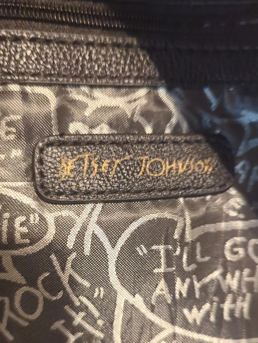 Betsey Johnson Pink Floral Logo Backpack with Black Trim and Heart Charm